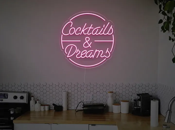 Cocktails & Dreams - Insegne al neon a LED