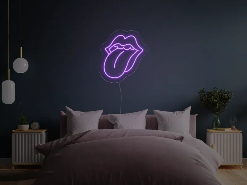 Embrasser les lèvres - Signe lumineux au neon LED