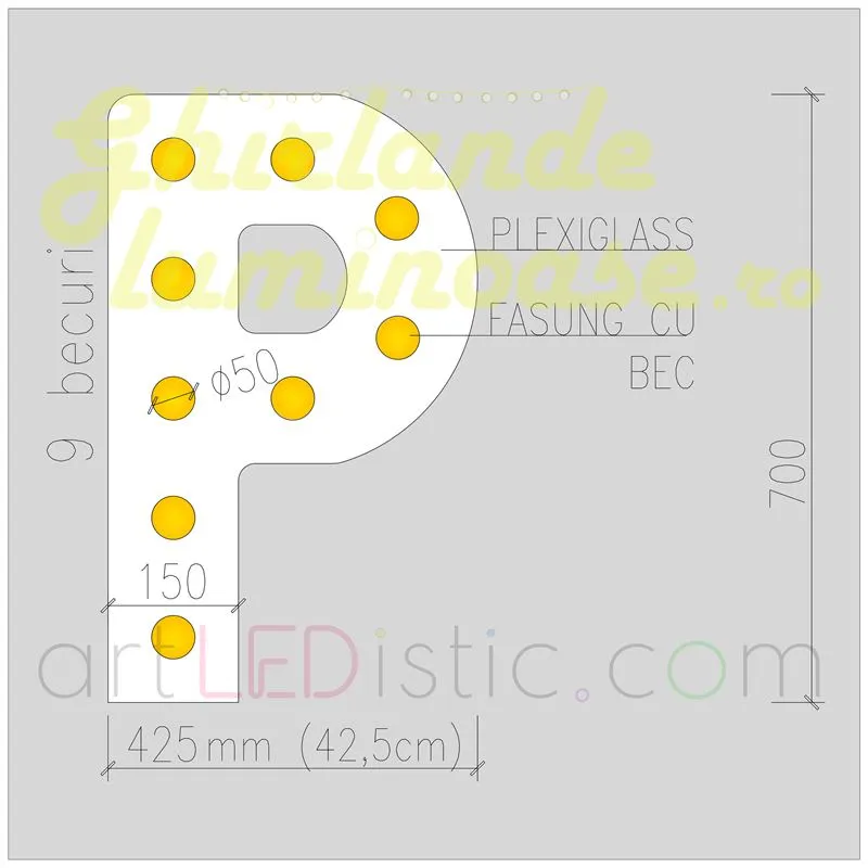 Litere Volumetrice Luminoase din Plexiglass 70 CM