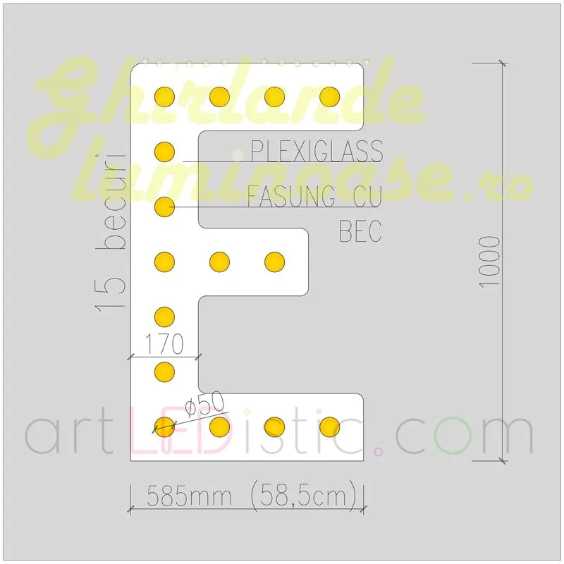 Litere Volumetrice Luminoase din Plexiglass 1M