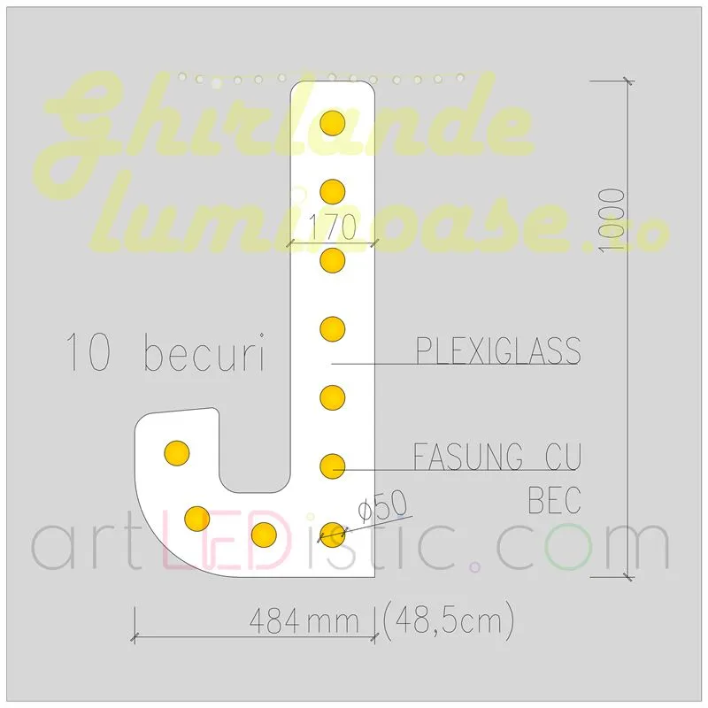 Litere Volumetrice Luminoase din Plexiglass 1M