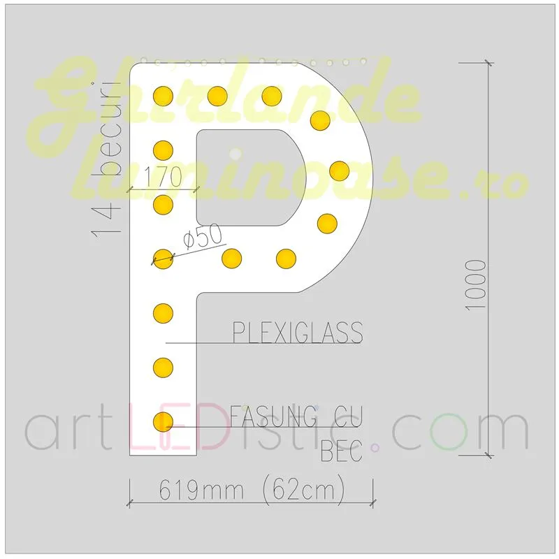 Litere Volumetrice Luminoase din Plexiglass 1M