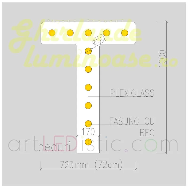 Litere Volumetrice Luminoase din Plexiglass 1M