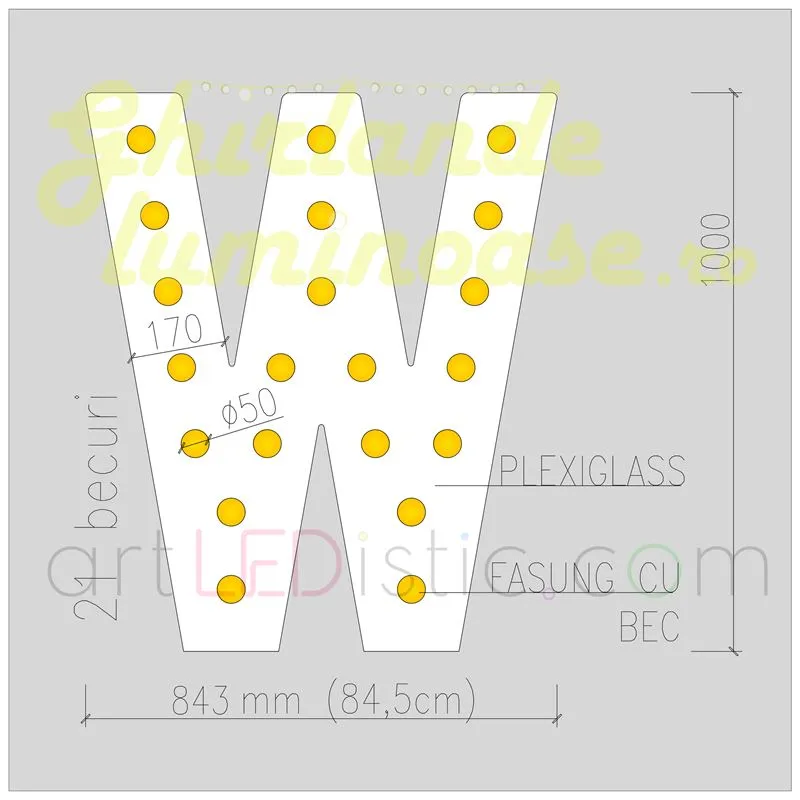 Litere Volumetrice Luminoase din Plexiglass 1M