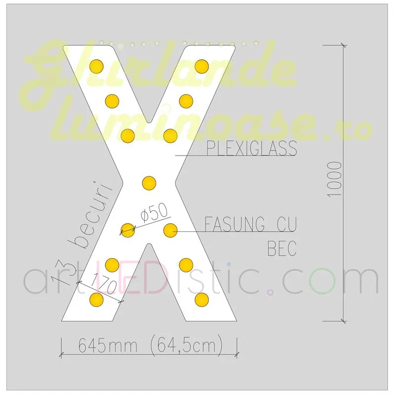 Litere Volumetrice Luminoase din Plexiglass 1M