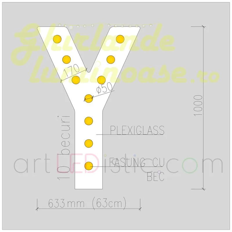 Litere Volumetrice Luminoase din Plexiglass 1M