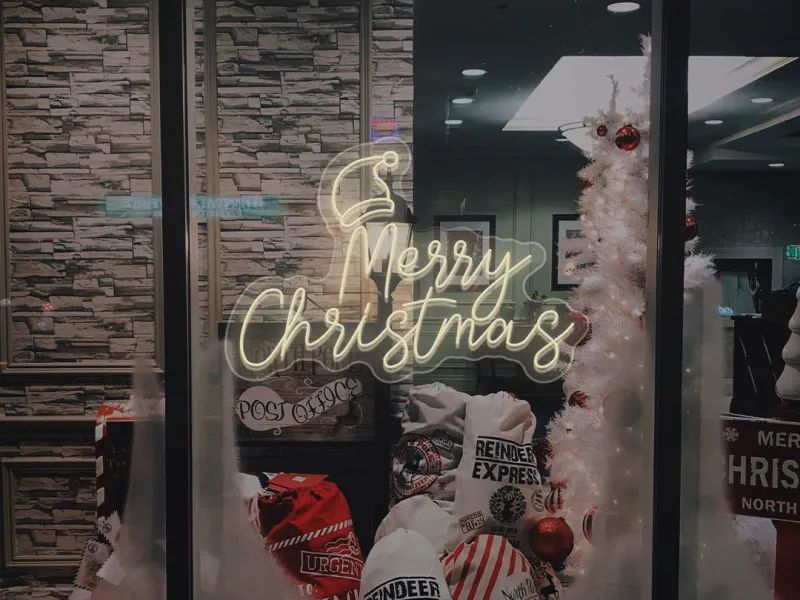 Merry Christmas With Santa Hat - Insegne al neon a LED