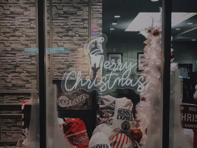 Merry Christmas With Santa Hat - Insegne al neon a LED