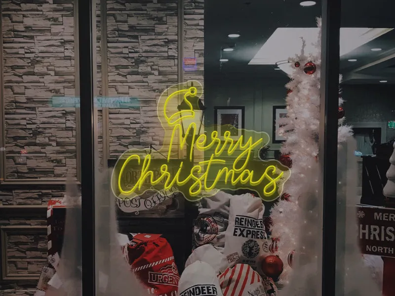 Merry Christmas With Santa Hat - Insegne al neon a LED