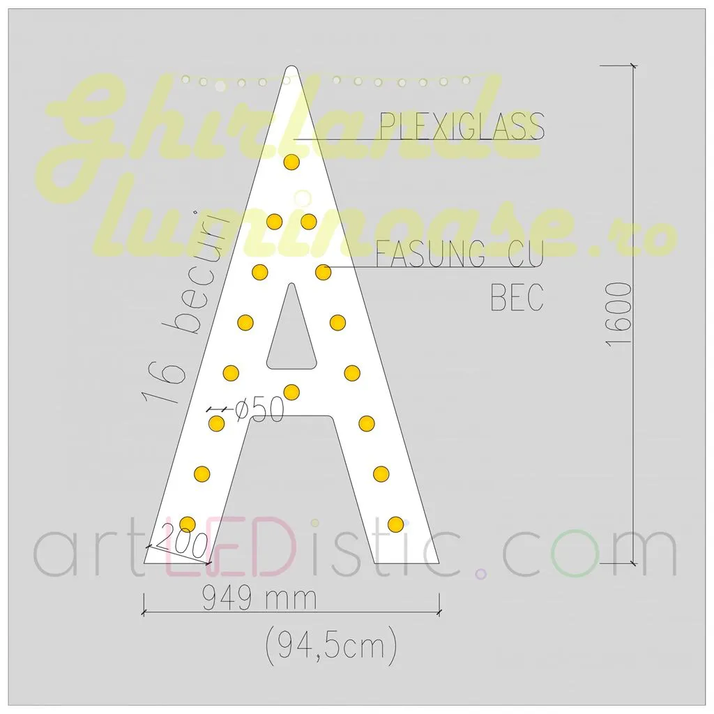 Litere Volumetrice Luminoase din Plexiglass 1.6M