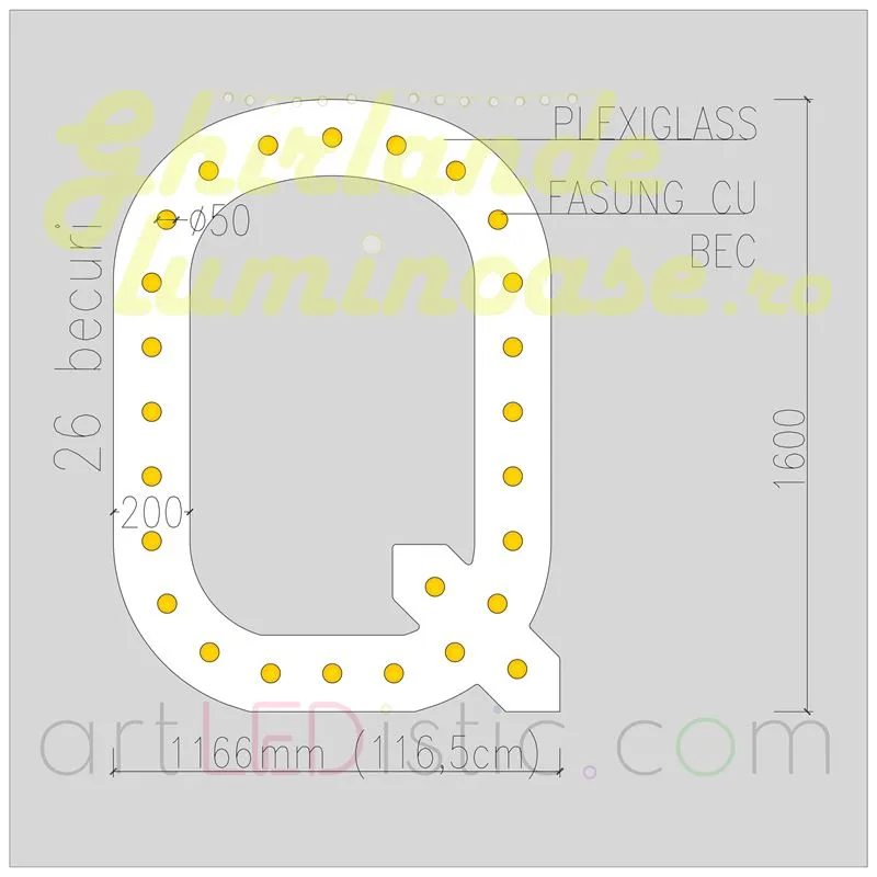 Litere Volumetrice Luminoase din Plexiglass 1.6M