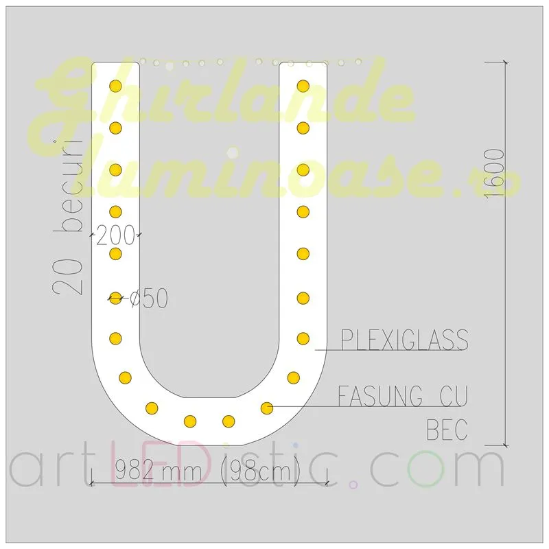 Litere Volumetrice Luminoase din Plexiglass 1.6M