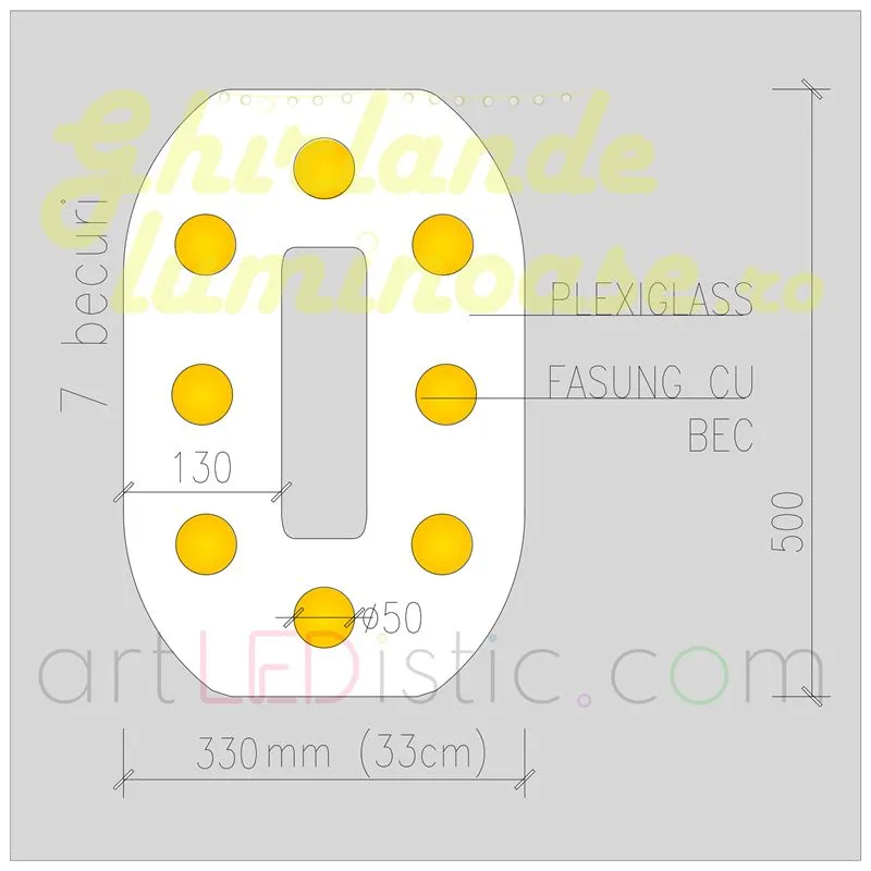 Cifre Volumetrice Luminoase din Plexiglass 50 cm