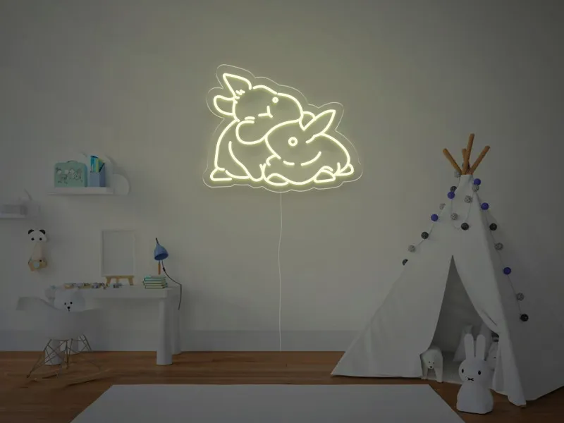 Due Coniglietti - Insegna Neon LED