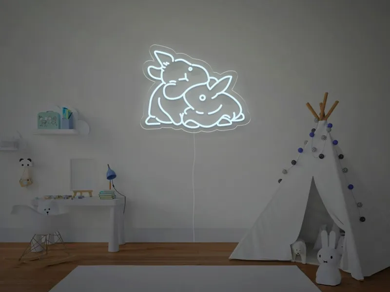 Due Coniglietti - Insegna Neon LED