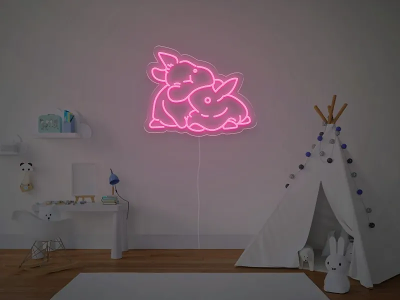 Due Coniglietti - Insegna Neon LED