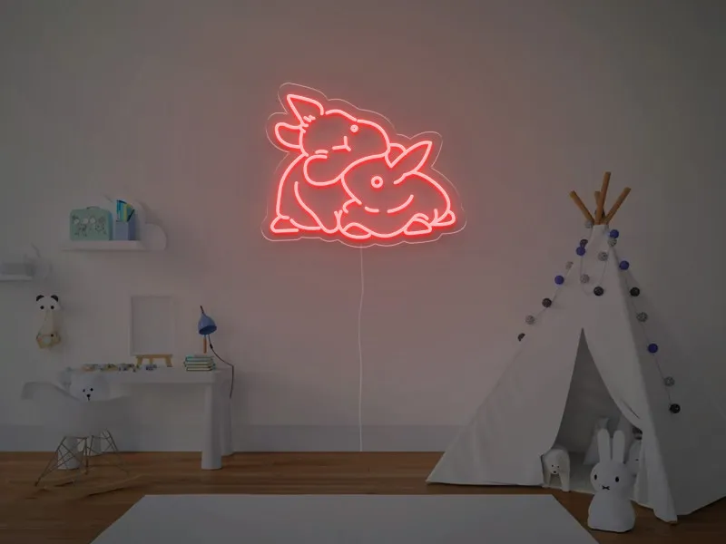 Due Coniglietti - Insegna Neon LED