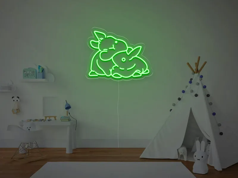 Due Coniglietti - Insegna Neon LED