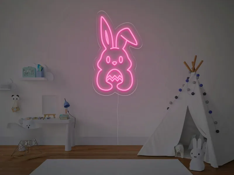 Coniglietto Che Tiene L'Uovo - Insegna Neon LED