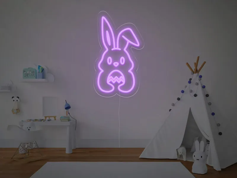 Coniglietto Che Tiene L'Uovo - Insegna Neon LED
