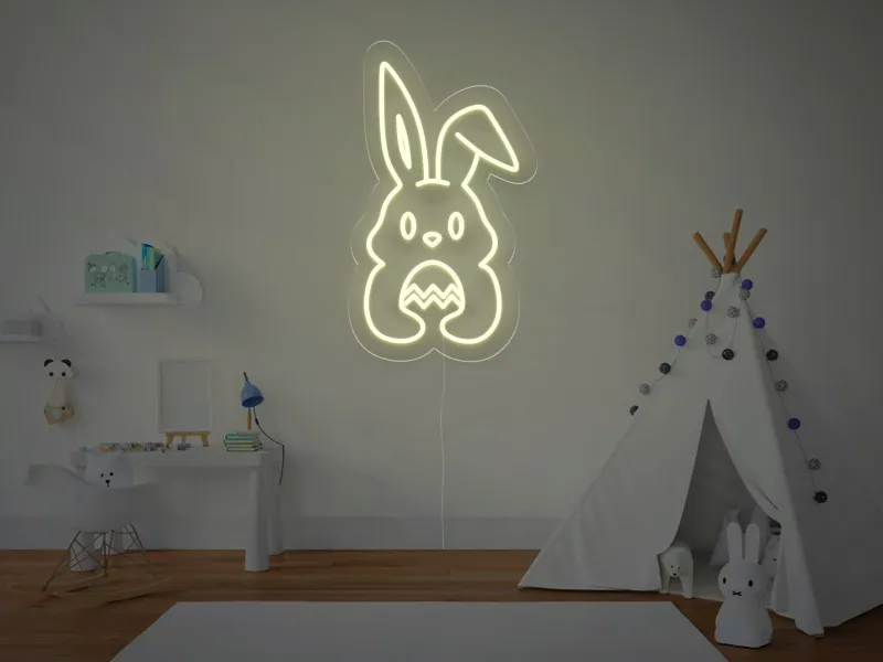 Coniglietto Che Tiene L'Uovo - Insegna Neon LED