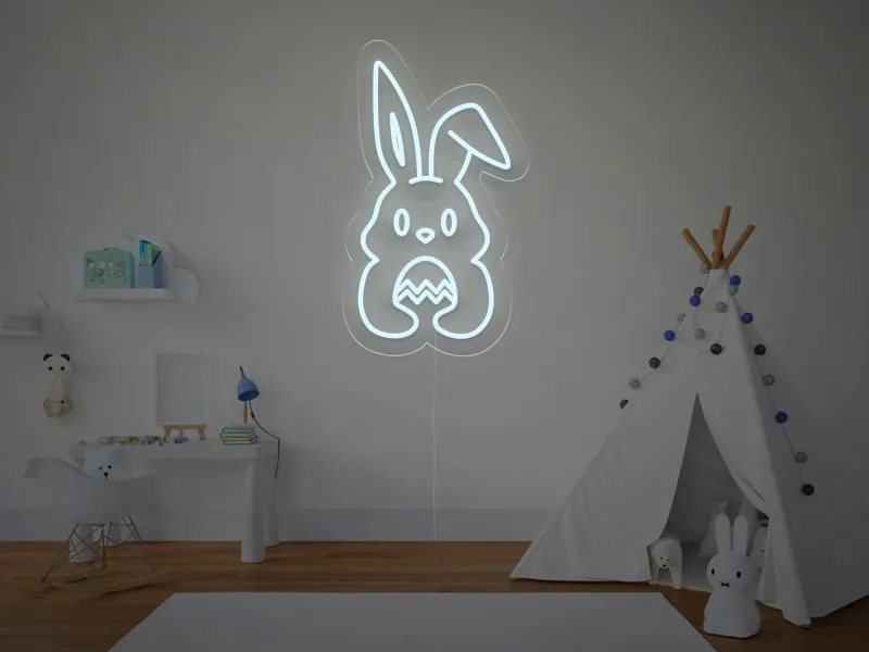 Coniglietto Che Tiene L'Uovo - Insegna Neon LED