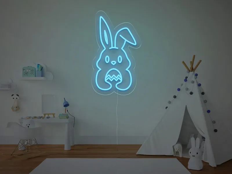 Coniglietto Che Tiene L'Uovo - Insegna Neon LED