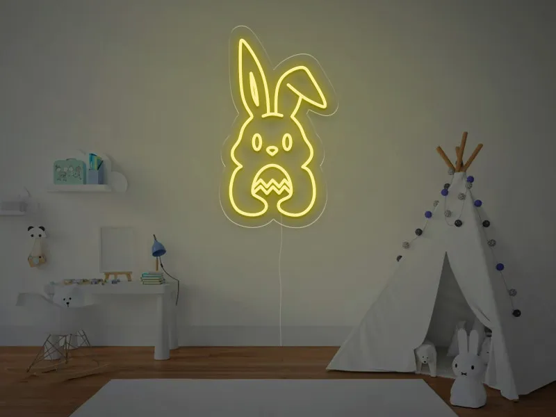 Coniglietto Che Tiene L'Uovo - Insegna Neon LED