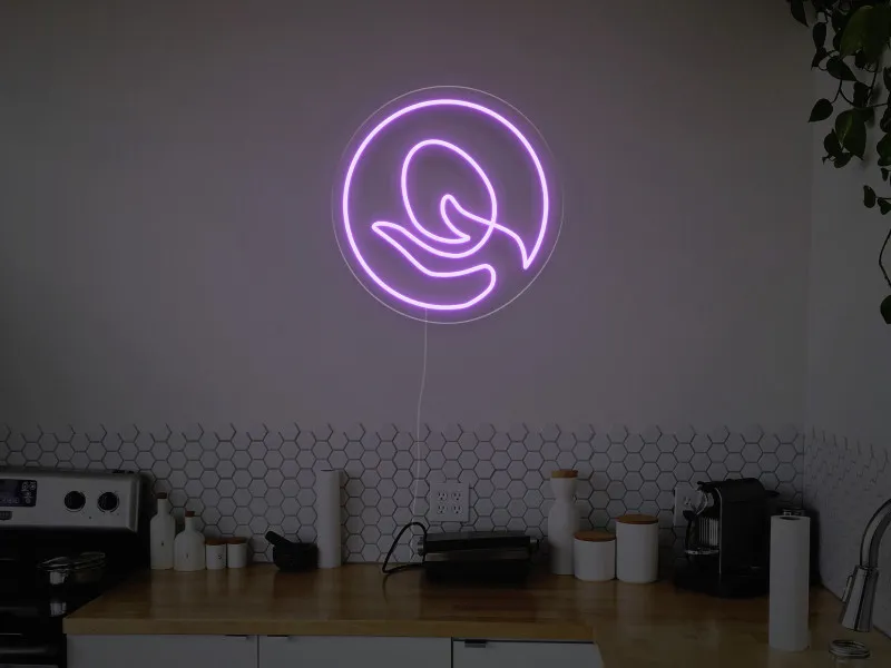 Mano che Tiene un Uovo  - Insegna Neon LED