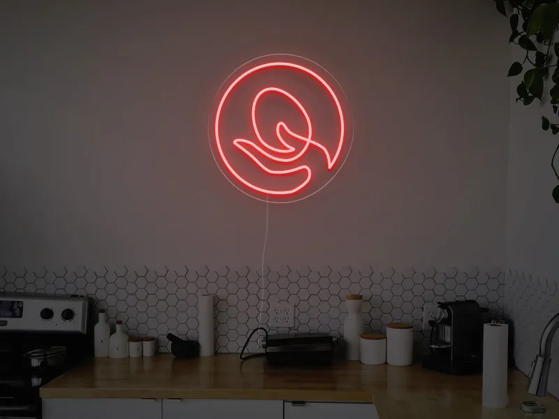 Mano che Tiene un Uovo  - Insegna Neon LED