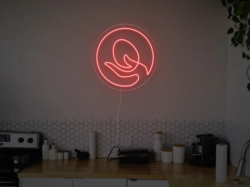 Mano che Tiene un Uovo  - Insegna Neon LED
