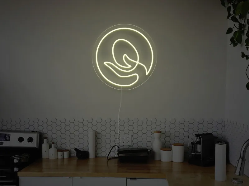 Mano che Tiene un Uovo  - Insegna Neon LED