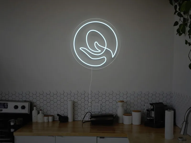 Mano che Tiene un Uovo  - Insegna Neon LED