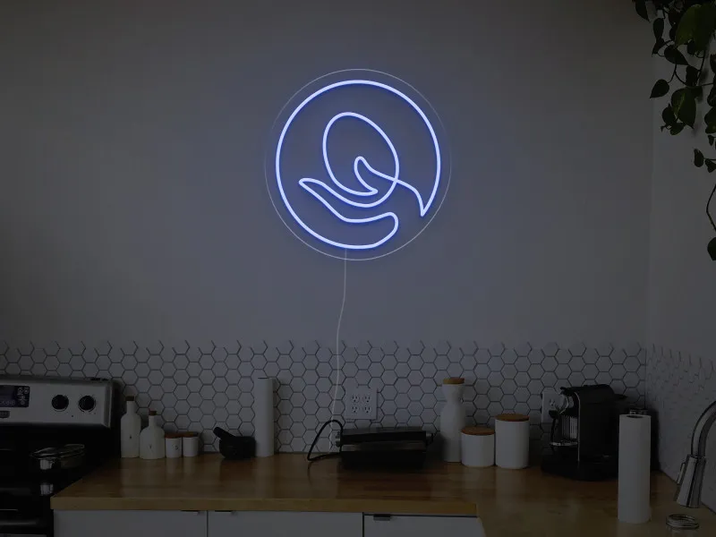 Mano che Tiene un Uovo  - Insegna Neon LED