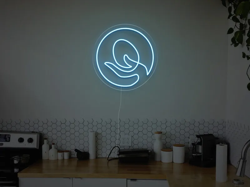 Mano che Tiene un Uovo  - Insegna Neon LED