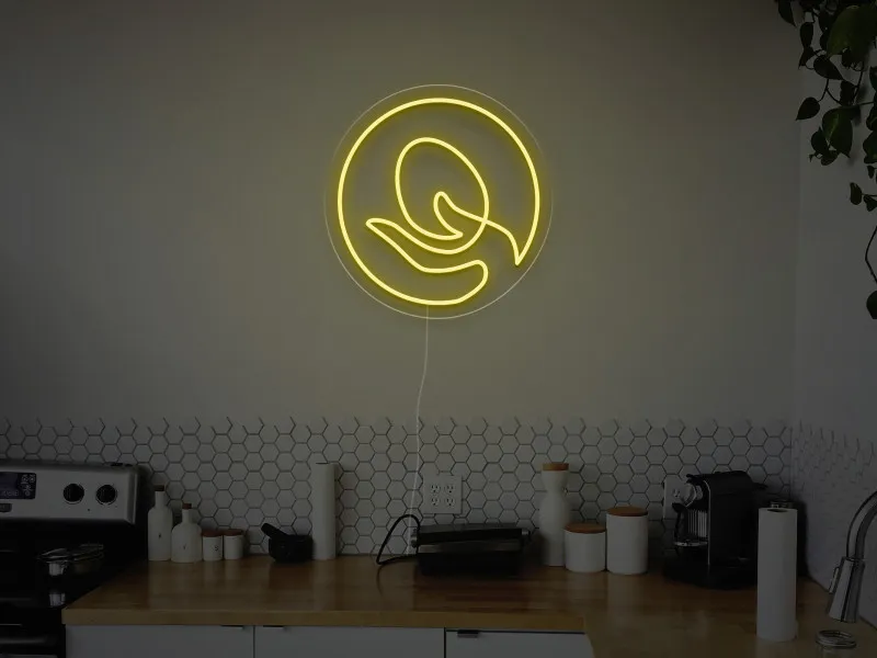 Mano che Tiene un Uovo  - Insegna Neon LED