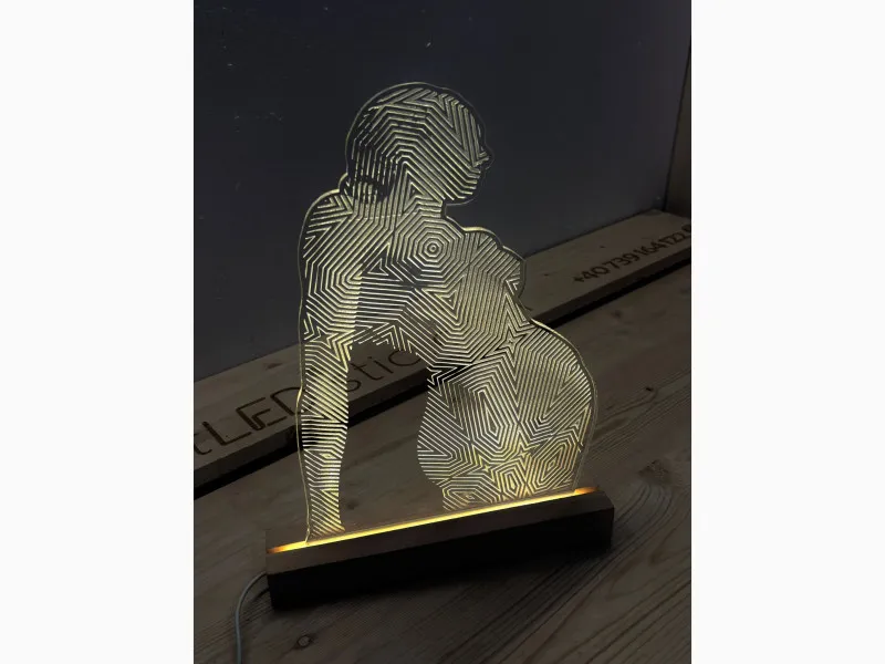 Shilouette by Constantin - Segno luminoso inciso in plexiglas su base di legno