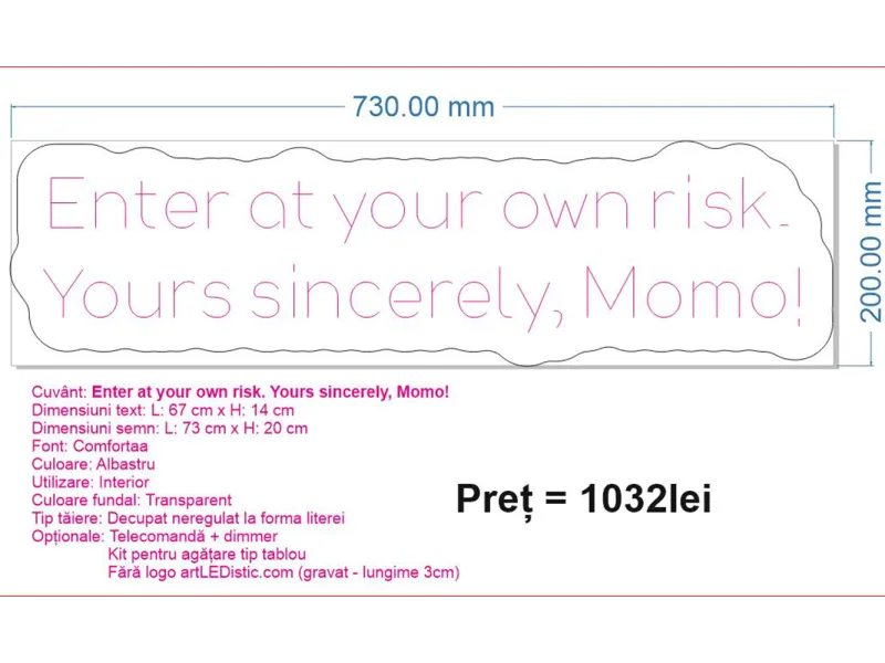 Enter at your own risk, Sincerely Momo - Insegne al neon a LED