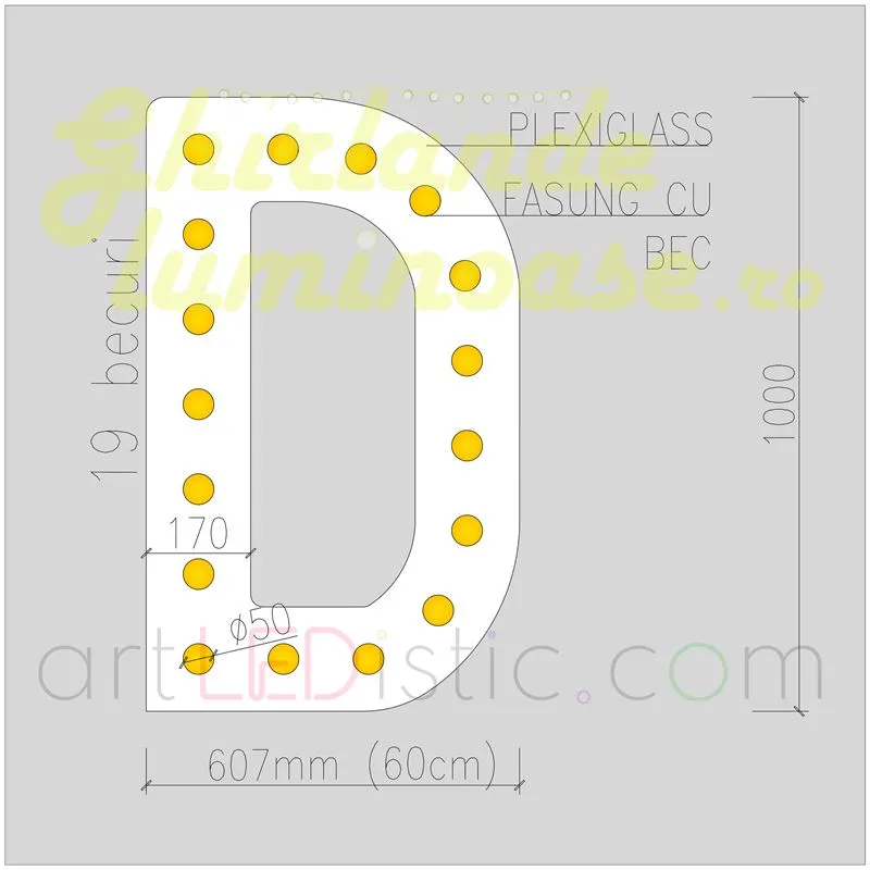 Litere Volumetrice Luminoase 1M de Inchiriat