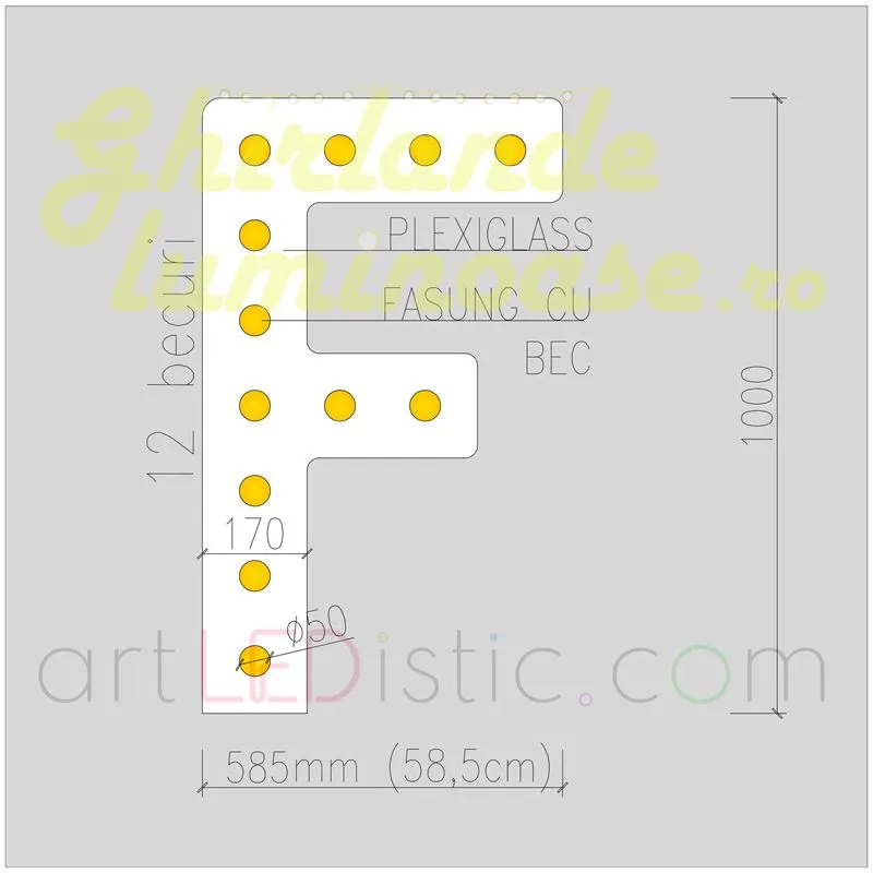 Litere Volumetrice Luminoase 1M de Inchiriat