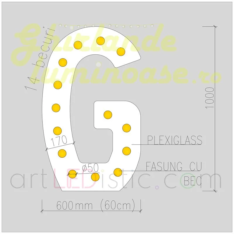 Litere Volumetrice Luminoase 1M de Inchiriat