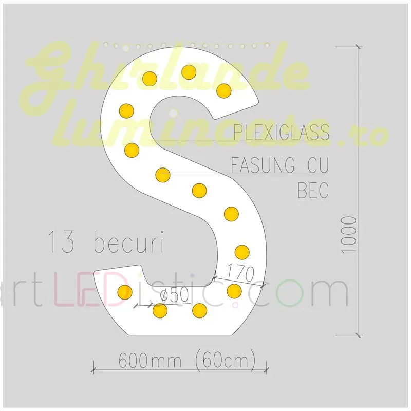 Litere Volumetrice Luminoase 1M de Inchiriat