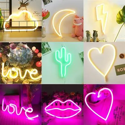 SemiLuna LED Neon Lamp, Warm Light, with Batteries and USB Cable