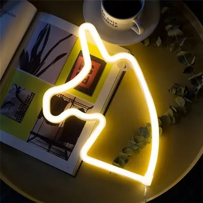 LED Neon Unicorn Lamp, Warm Light, with Batteries and USB Cable