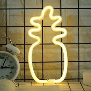Lampa LED Neon Ananas, Lumina Calda, cu Baterii si USB