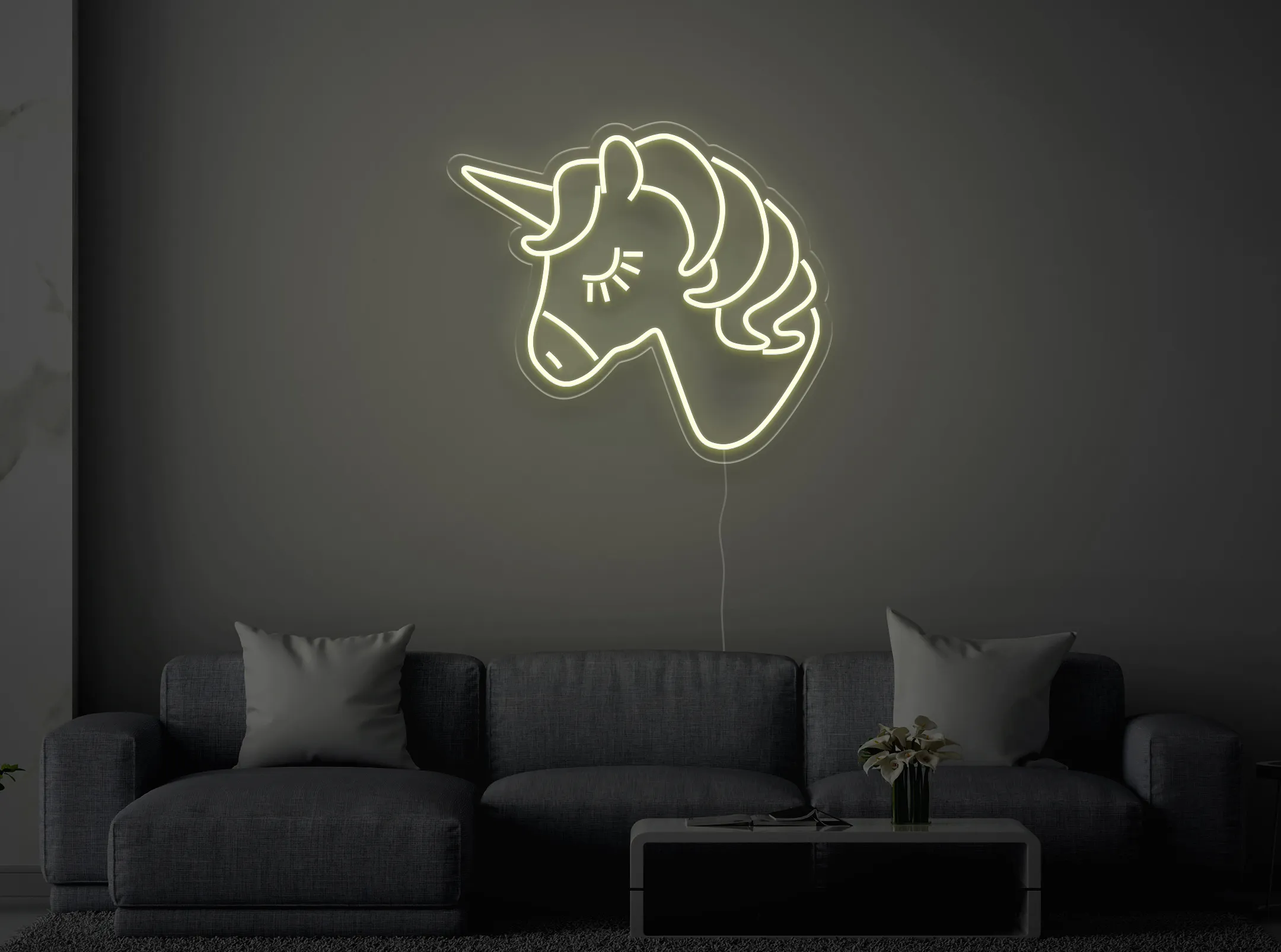Licorne - Signe lumineux au neon LED
