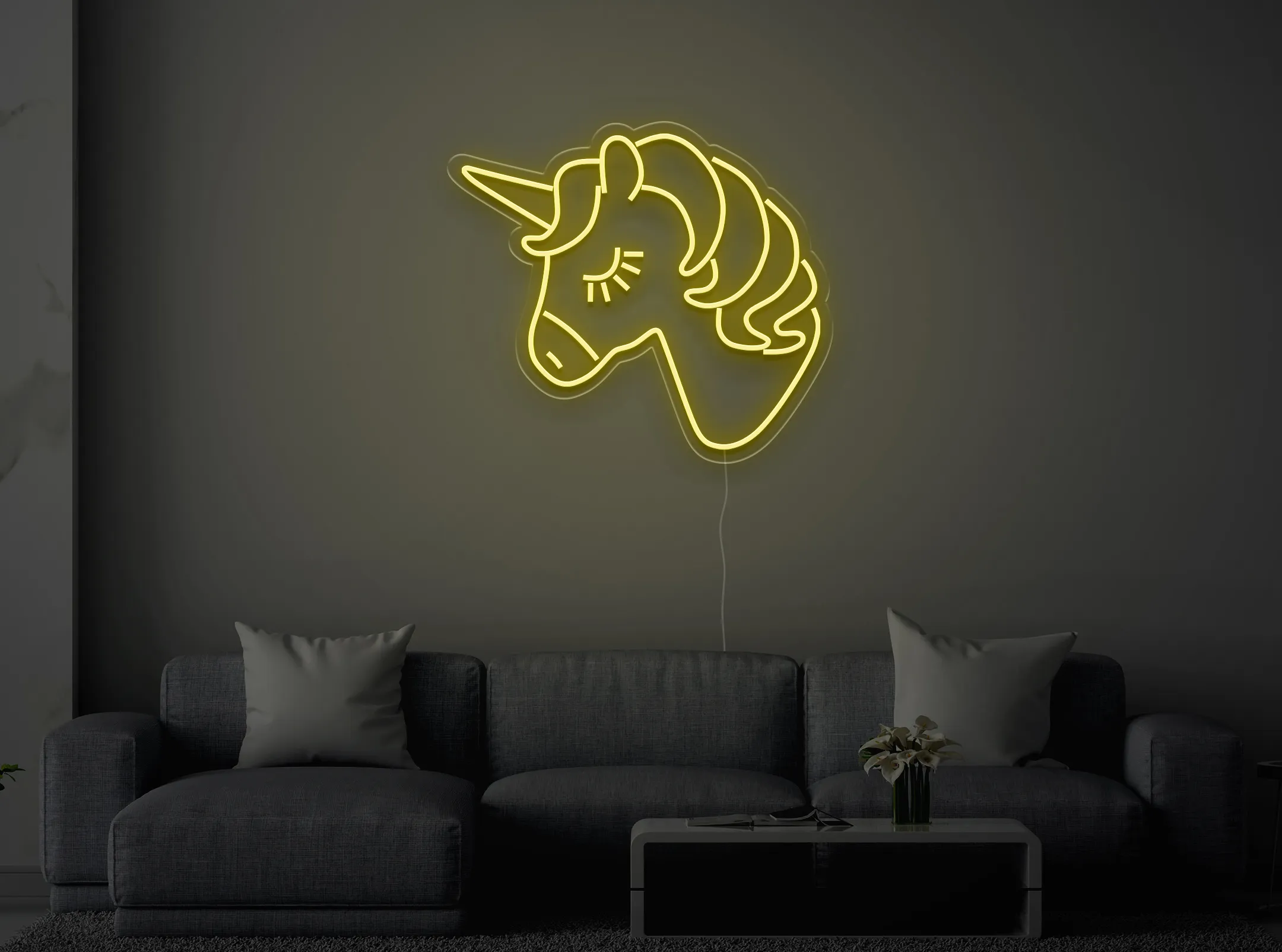 Licorne - Signe lumineux au neon LED