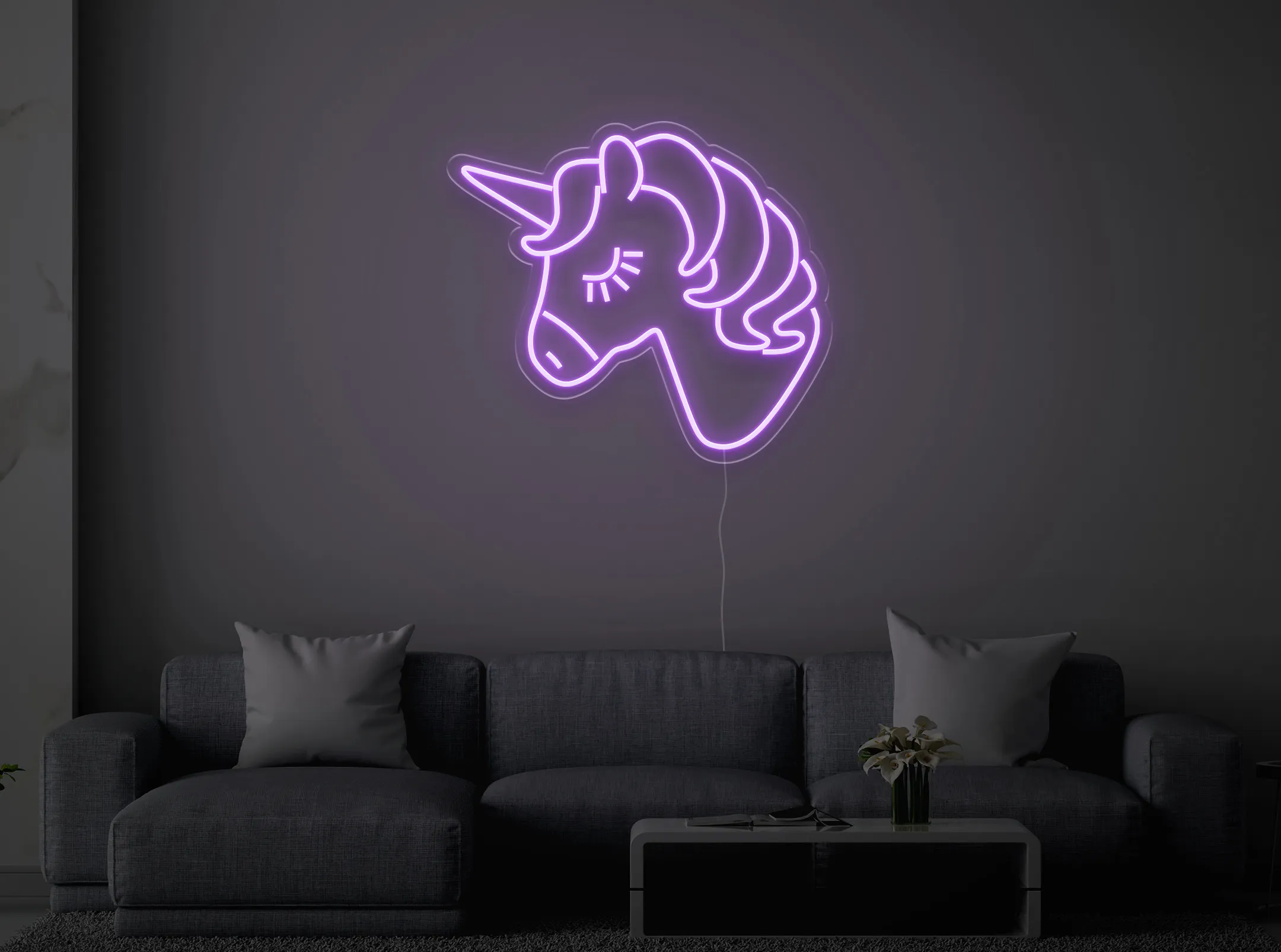 Licorne - Signe lumineux au neon LED