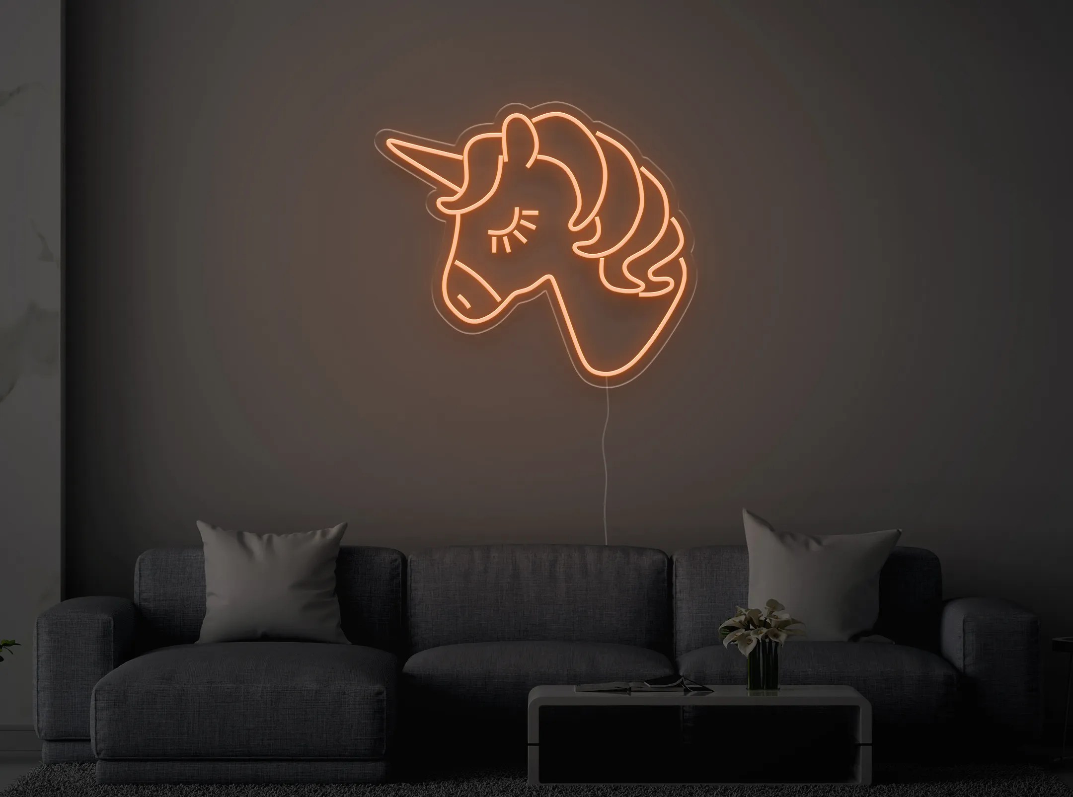 Licorne - Signe lumineux au neon LED