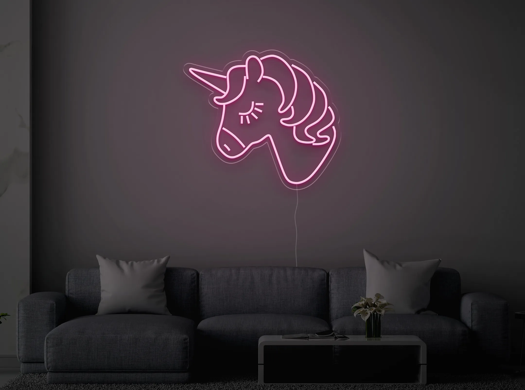 Licorne - Signe lumineux au neon LED